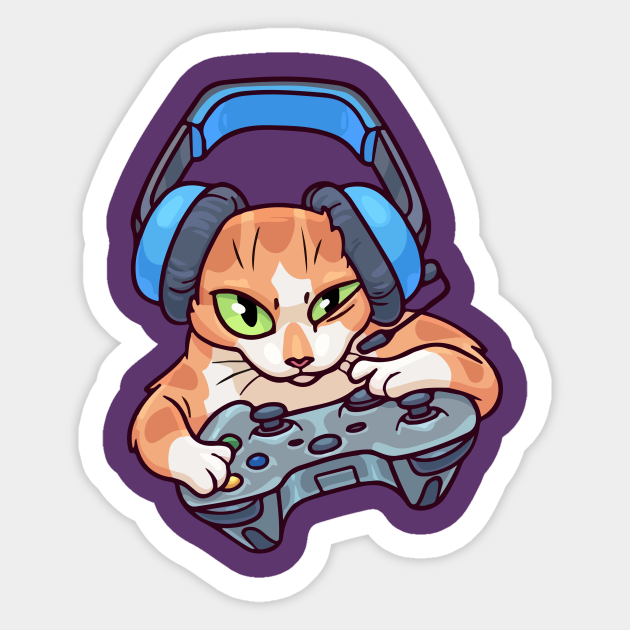 Cat Gamer - Cat - Sticker | TeePublic
